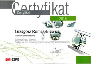 Grzegorz Romaszkiewicz certyfikaty