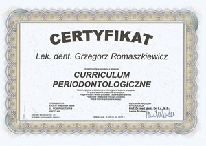 Grzegorz Romaszkiewicz certyfikaty