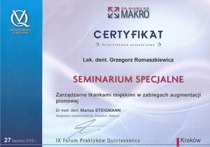 Grzegorz Romaszkiewicz certyfikaty